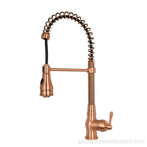 Single handle kitchen faucet 2022 New Luxury Best Brass Brushed Rose Gold Single Handle Kitchen Faucets with Pull Down Spray Manufactory
